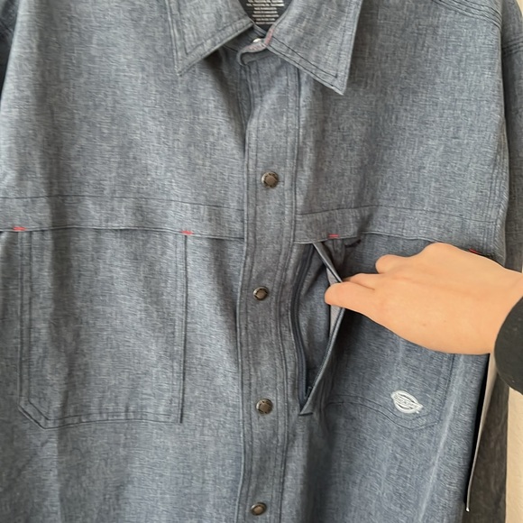 Dickies Cooling Utility Performance Work Shirt Long Sleeve UPF Airforce Blue - Picture 10 of 14